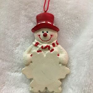 Festive Snowman Ornament with Red Hat